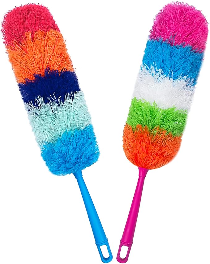 2 Pack 22-Inch Rainbow Reusable Microfiber Dusters, Bendable and Washable by HDongany