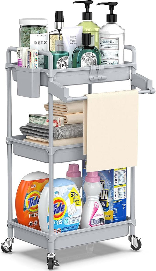 SPACEKEEPER Rolling Storage Cart, 3 Tier Utility Cart Laundry Room Organization by SPACEKEEPER