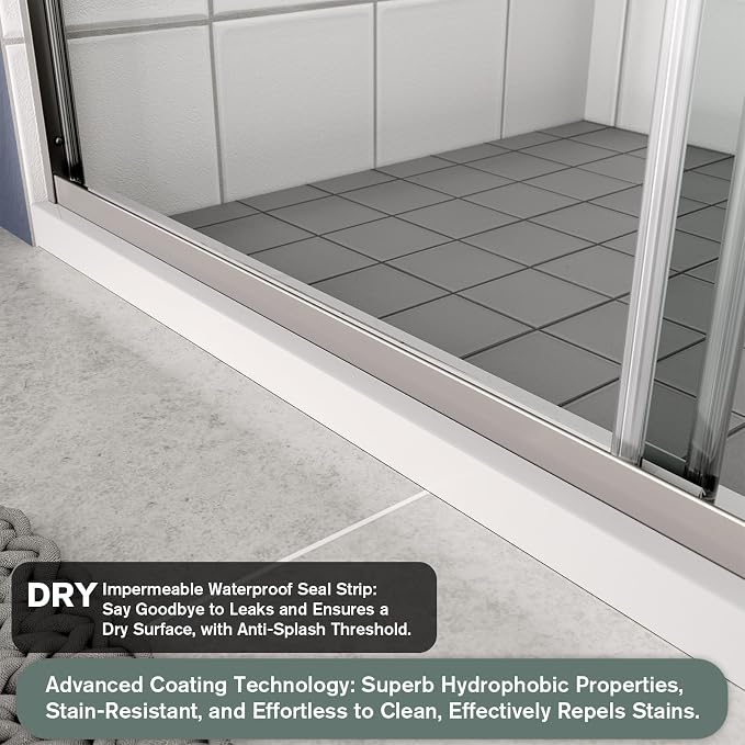 Bypass Glass Shower Door 56-60" W x 70" H - Image 6