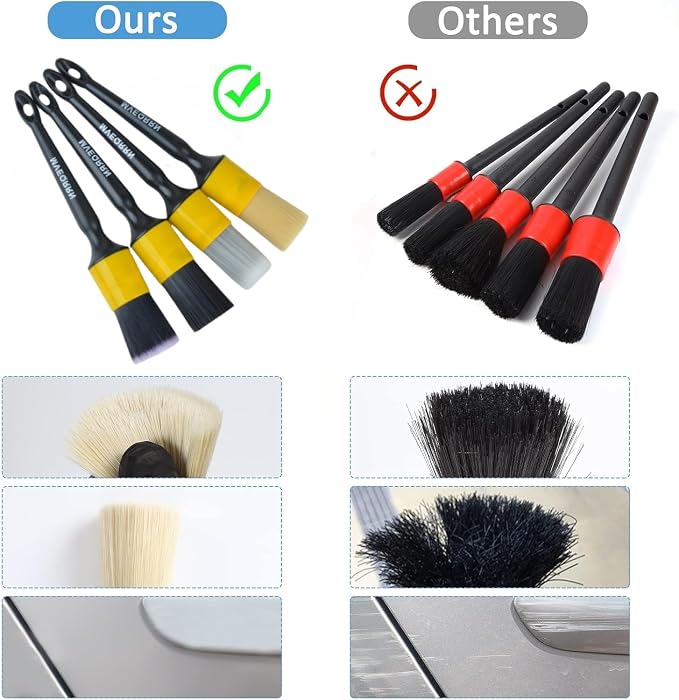 4pcs Car Detailing Brush Set, Boars Hair, Ultra Soft, No Scratch, Interior & - Image 5