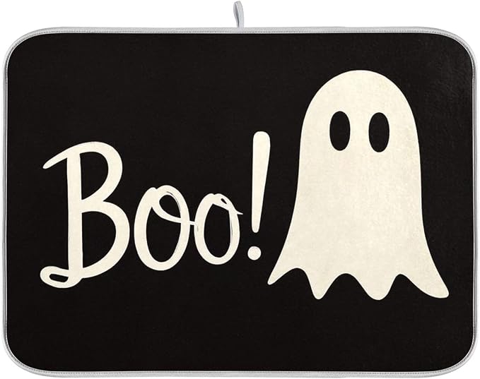 Halloween Ghost Boo Dish Drying Mat by Wamika