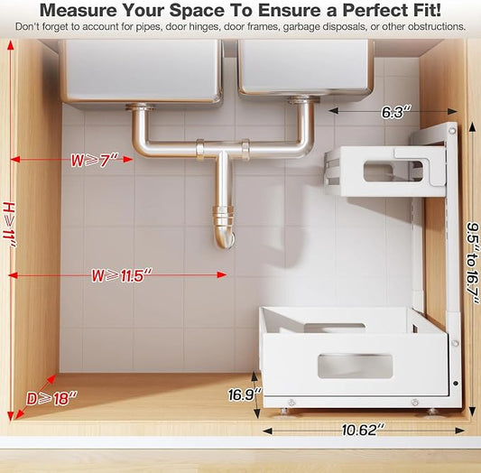 2 Pack 17IN-Depth Under Sink Organizer, Pull Out Cabinet Organizer - Image 2