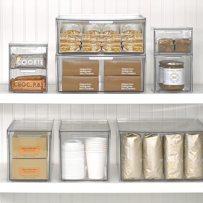 mDesign Plastic Pantry Organization and Storage Bin w/Pull Out Drawer - Image 2
