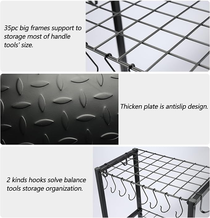 YueTong Garden Tool Organizer Heavy Duty, Yard Tool Tower Rack, Garage Storage - Image 6