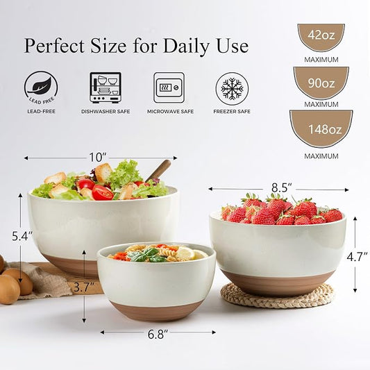 AmorArc Ceramic Mixing Bowls|Nesting Bowls Set of 3 - Image 2