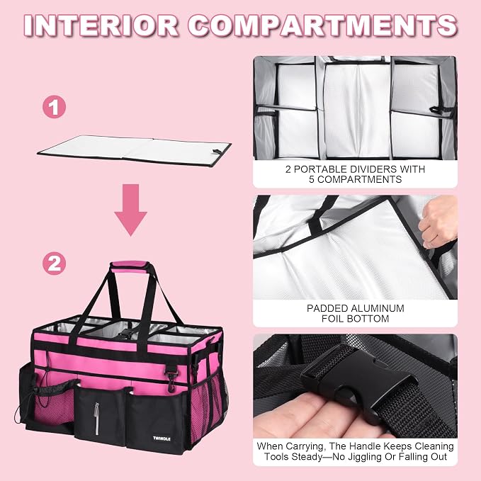Large Cleaning Caddy Bag With Detachable Divider, Caddy Organizer With Handle - Image 5