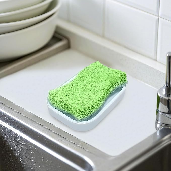 Double Layer Draining Soap Dish, Plastic Dishwashing Sponge Soap Holder - Image 5