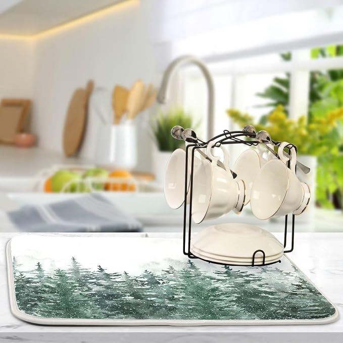 Winter Forest Scenery Dish Drying Mat - Image 5