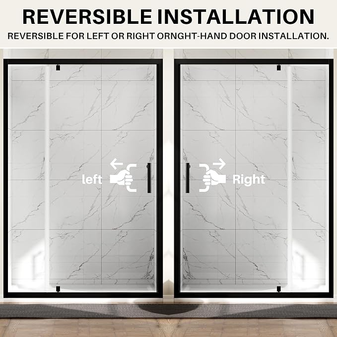 WinZo 47-48" W ×72" H Pivot Shower Door, 1/4" SGCC Clear Tempered Glass Shower - Image 6