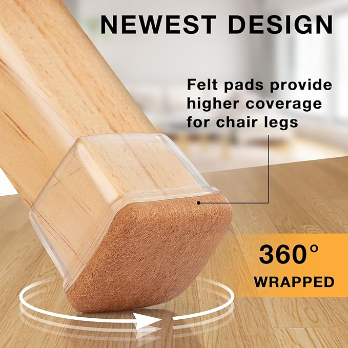 16 Pcs Chair Leg Floor Protectors Square, Silicone Chair Leg Protectors - Image 3