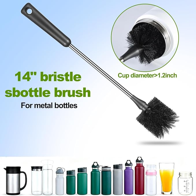 Bottle Brushes, Stainless Steel Long Handle Water Bottle Scrub Cleaning Brush - Image 6
