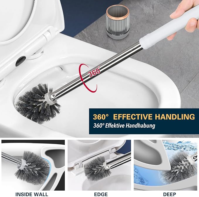 Toilet Bowl Brush and Holder 2 Pack Long Handle Toilet Brush - Image 2