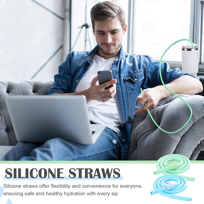 Baderke 2 Set Extra Long 35" Reusable Silicone Straws Compatible - Image 6