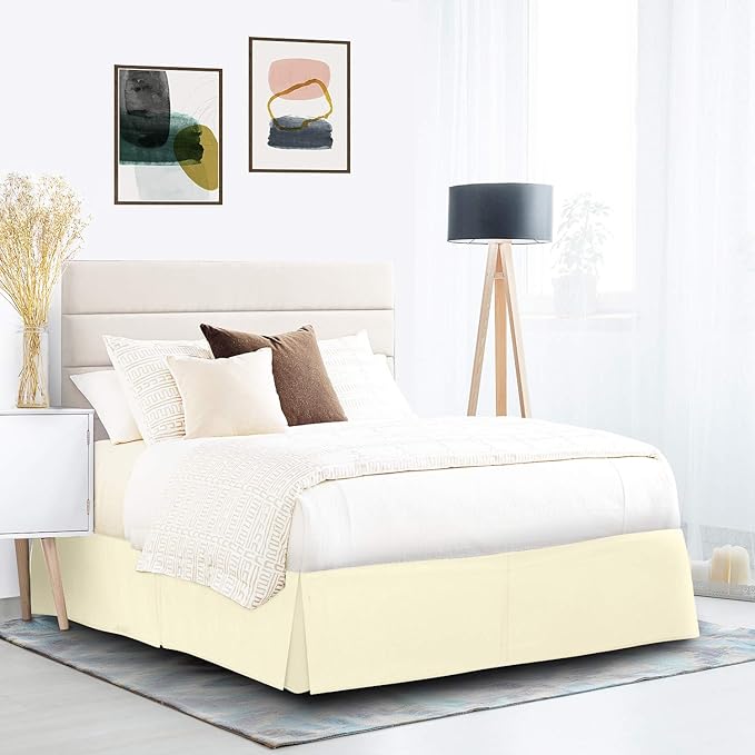 Nestl Vanilla Yellow Full Bed Skirt - Full Size Bed Skirt 14 Inch Drop - Brushed Microfiber Bed Skirts - Hotel Quality Pleated Bed Skirt - Shrinkage & Fade Resistant