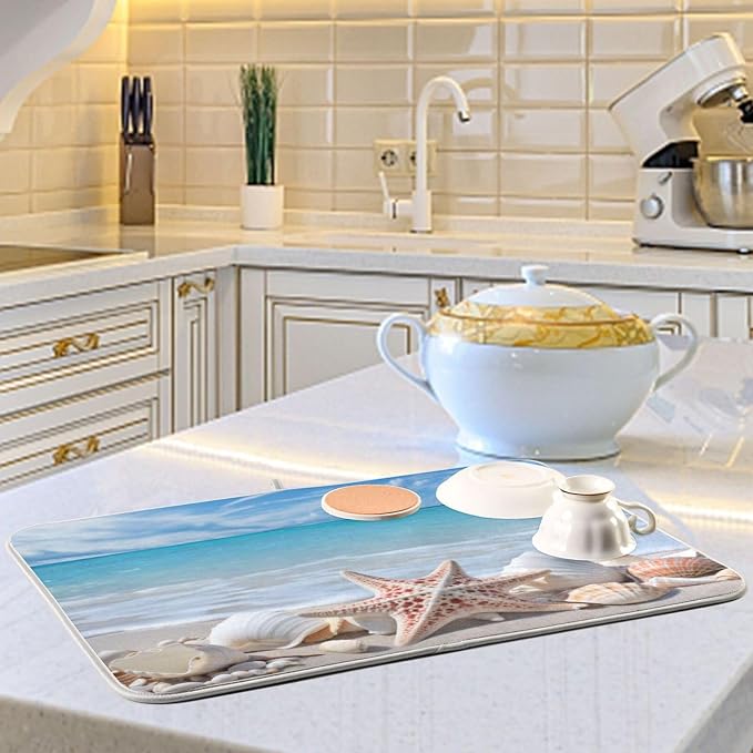 Starfishes Beach Seashells Dish Drying Mat - Image 6