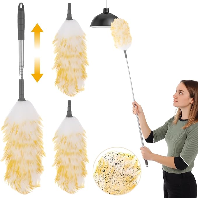 Lambswool Duster with 2 Replacements, Extends to 53 in, Anti-Scratch, by Unknown