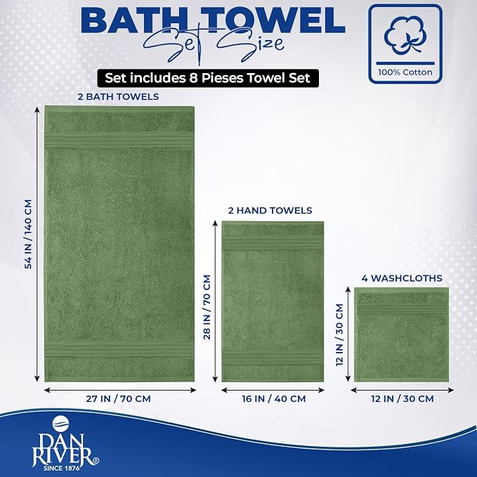 DAN RIVER 8 PC Luxury Bath Towels - Image 2
