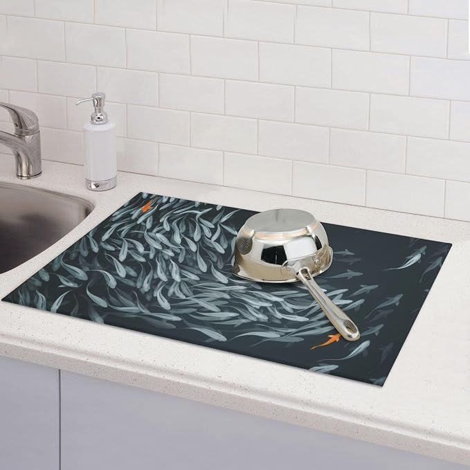 Japanese Fish Dish Drying Mat 18x24 Inch, Microfiber Absorbent Fast Dry Mat - Image 6
