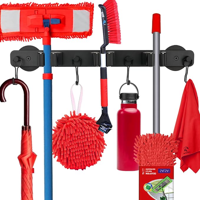 Magnetic Mop Broom Holder, Heavy Duty Movable Magnetic Wall Mount Tool Racks by UNUSFIRE