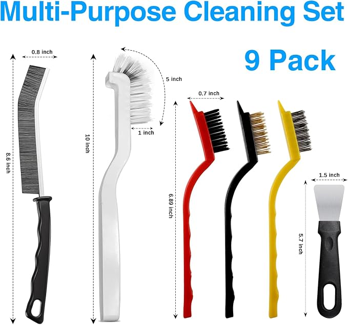 Multi-Purpose Hard Bristle Brush Set, Crevice Cleaning Brush Kit - Image 2