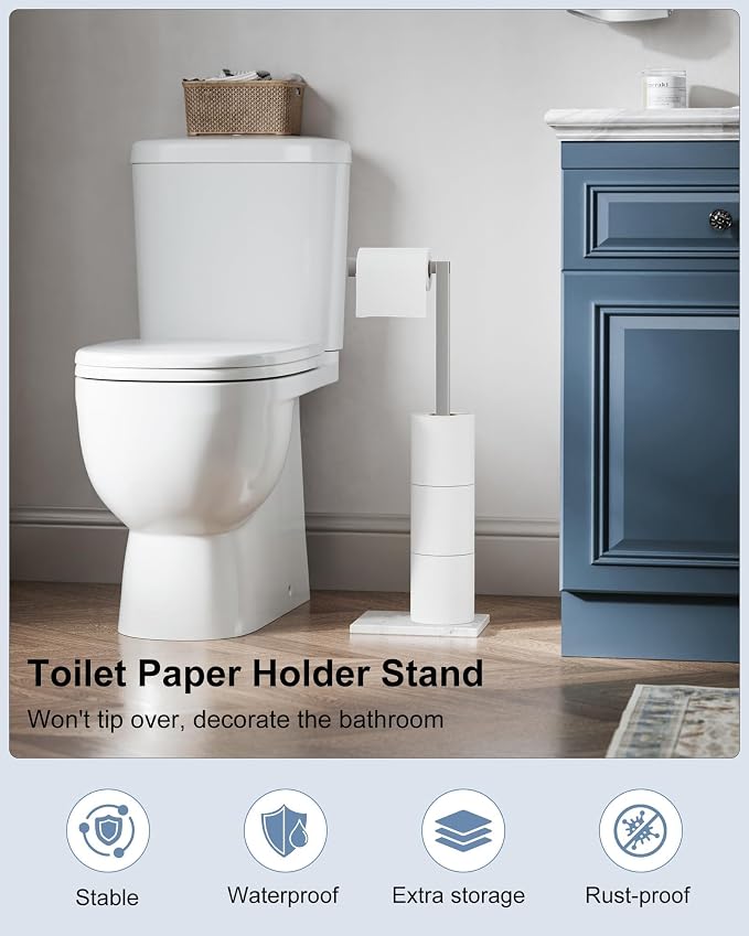 Freestanding Toilet Paper Holder Stand Brushed Nickel SUS 304 Stainless Steel - Image 2