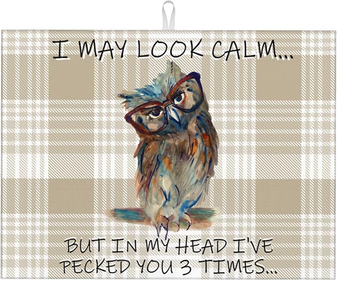 Kitchen Drying Mat Funny Owl Dish Drainer Mat by Unknown