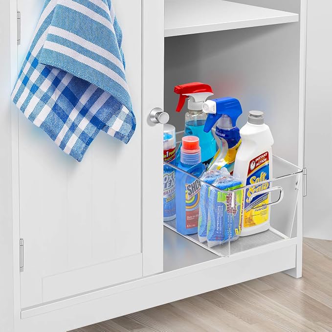 Sorbus 2 Pack Medium Clear Plastic Storage Bins, Refrigerator, Under Sink - Image 2