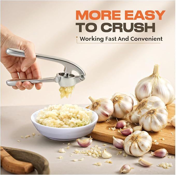 Kitchen Garlic Press, Rust Proof & Dishwasher Safe Garlic Mincer, Durable - Image 4