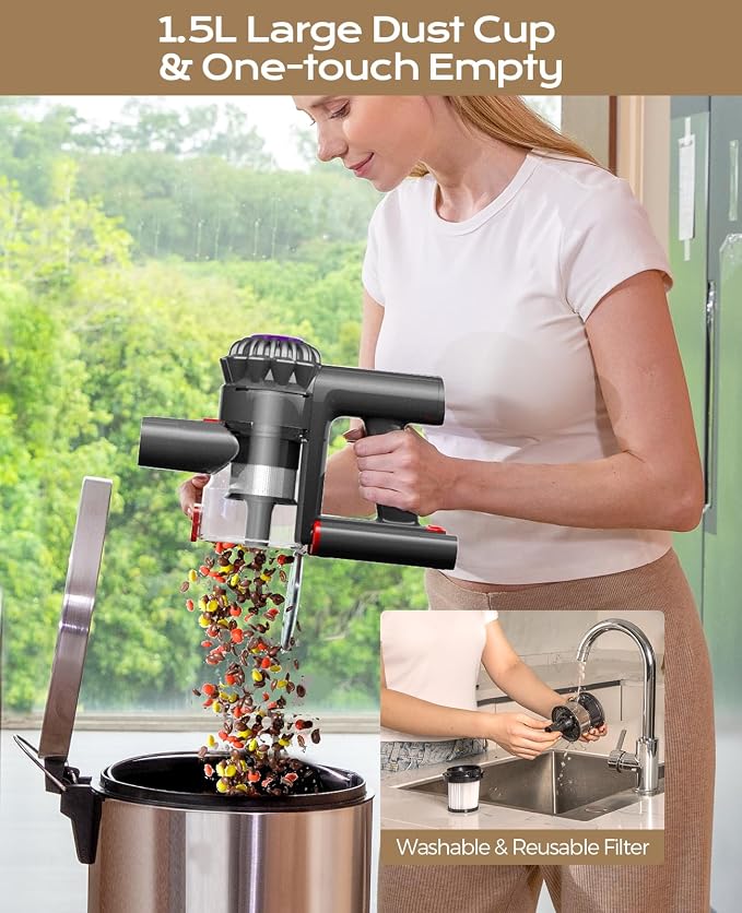 V15 Cordless Vacuum Cleaner, 45Mins Powerful Vacuum Cleaners - Image 7