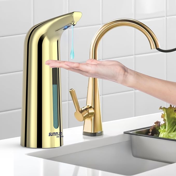 Automatic Liquid Soap Dispenser Touchless, 400ML Hand & Dish Countertop Gold - Image 7