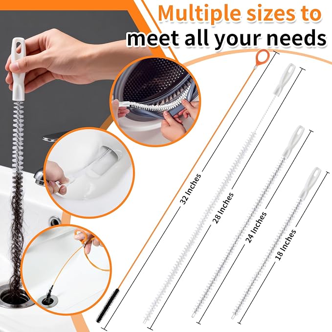 8 Pack Drain Snake Hair Drain Clog Remover, 18/24/28 Inch Shower Drain Cleaner - Image 6