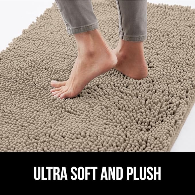 GORILLA GRIP SOAKSTOPPER Dog Door Mat, 35x24 Machine Washable Rug Absorbent Doormat Captures Moisture Mud Dirt, Quick Dry Soft Chenille Entryway Rugs Indoor Entrance Mats for Dog Paws, Beige