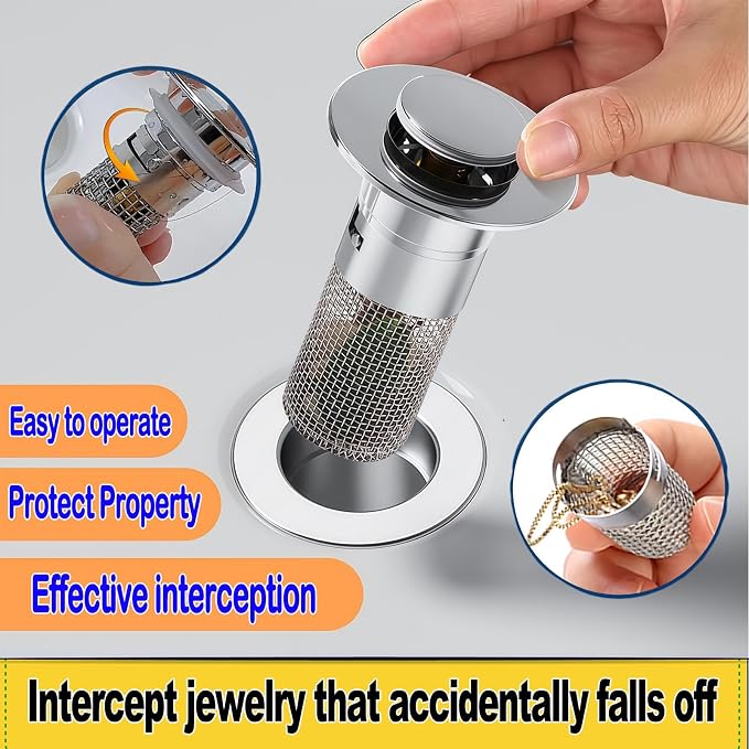 Bathroom Sink Drain Strainer, Pop-up Sink Stopper Hair Catcher - Image 8