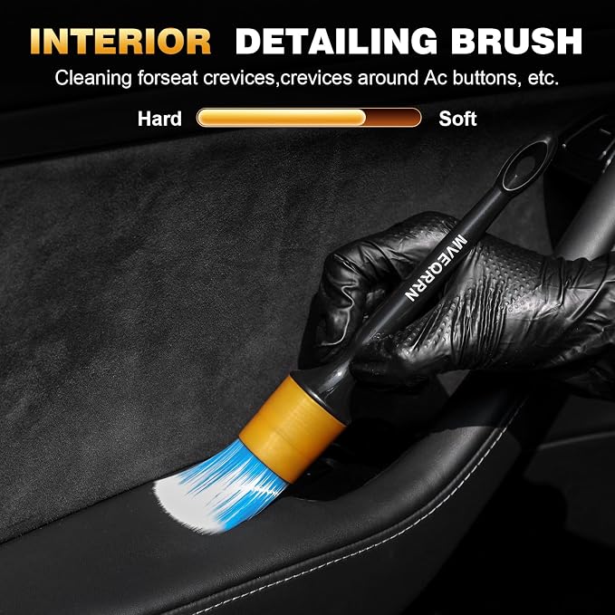 10PCS Car Detailing Brush Set, Boars Hair Car Cleaning Detail Brush kit - Image 4