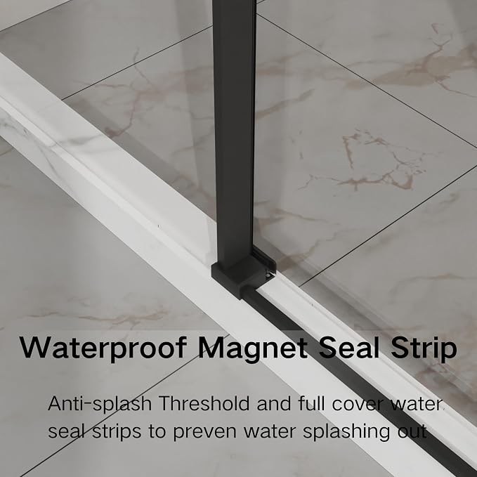 Frameless Shower Door 60" W x 72" H, 1/4" Clear Tempered Glass, Sliding Design - Image 4