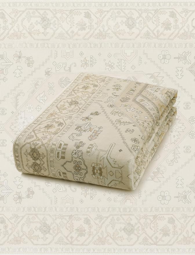 SERISSA Boho Washable Runner Rug, 2x5 Non-Slip Kitchen Runner Rug Vintage Beige Hallway Rug Ultra Soft Print Distressed Oriental Floor Carpet Runner for Bedroom Bathroom Laundry Living Room