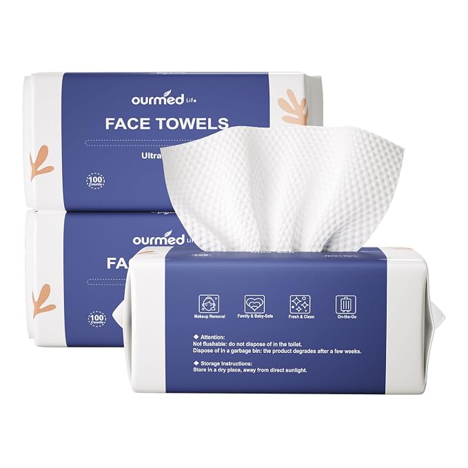 Ourmed Life Face Towels, Disposable Biodegradable Clean Facial Towels by ourmedlife