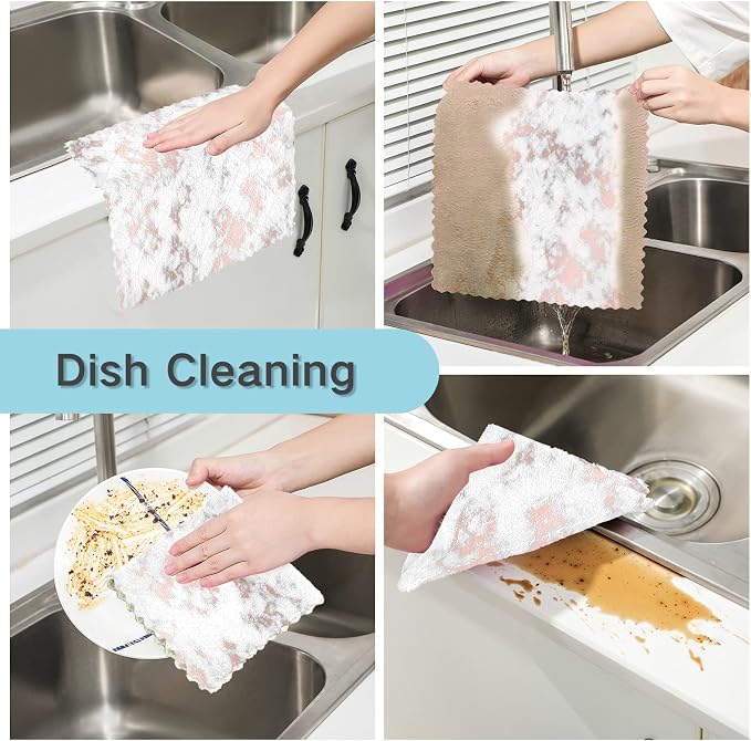ALAZA Dish Towels Kitchen Cleaning Cloths Marble - Image 2