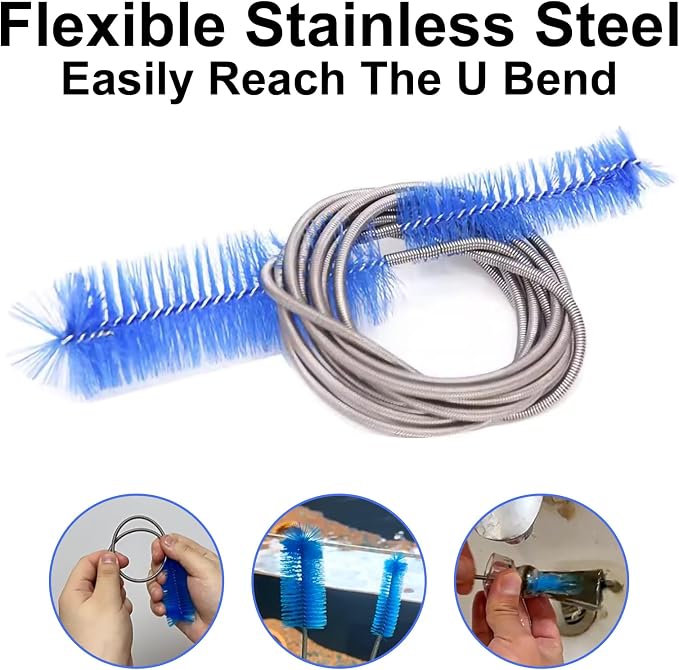 Flexible Long Drain Brush, 66 Inch Double Elastic Ended Nylon Cleaner Pipe Brush - Image 3