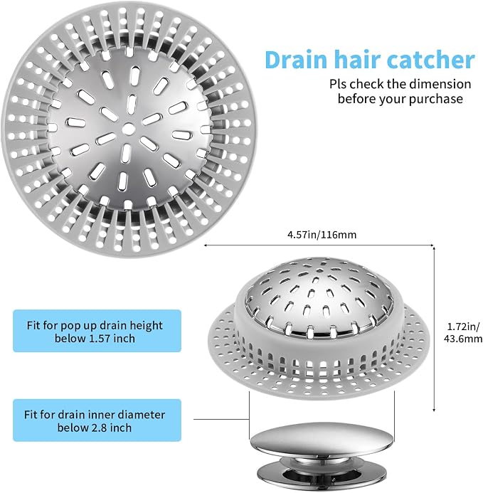 Shower Drain Hair Catcher, Shower Drain Cover, Bathtub Drain Hair Catcher - Image 2