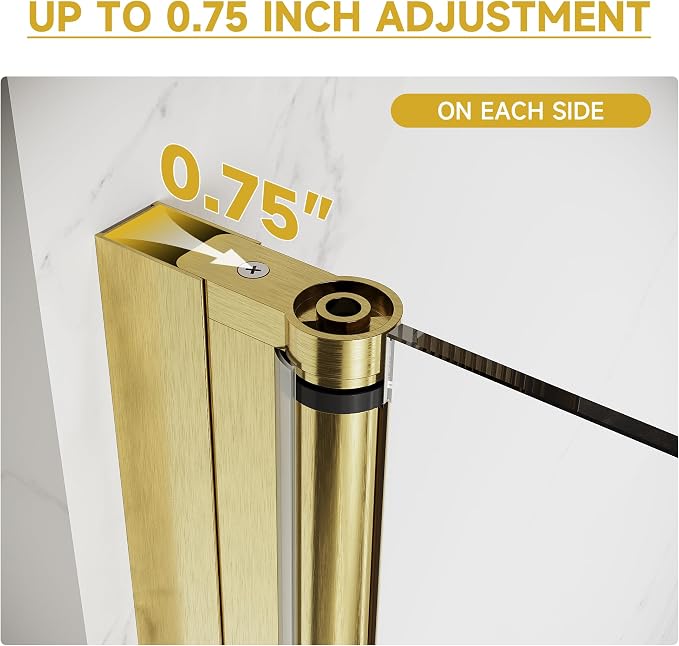 Glass Shower Door 35.5-37" W x 72" H, UCALAFEE Frameless Pivot Shower Door - Image 5