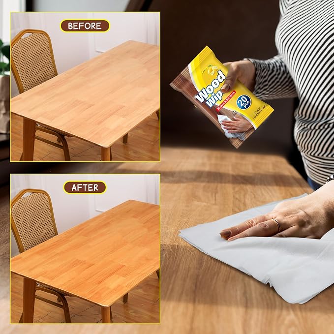 12 Pcs Care Wood Surfaces Wipes 240 Count Furniture Polish Cleaner Shines and - Image 5