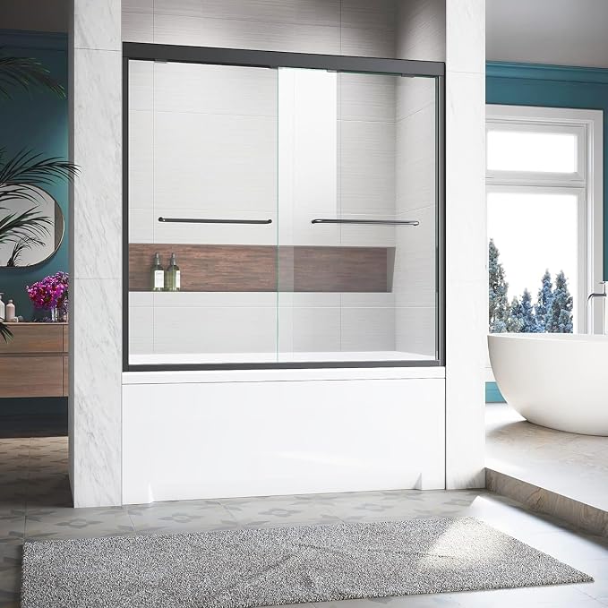 Bathtub Sliding Doors, 56-60 inch W x 62 inch Height Shower Doors by Glazenclos