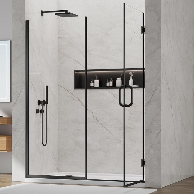 Pivot Shower Door, Adjustable Width 58.5-60" W x 76" H Hinged Shower Glass Door - Image 2