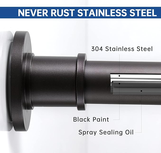 BRIOFOX Industrial Shower Curtain Rod - Image 3