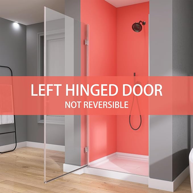 GETPRO Frameless Shower Door Pivot 30 in. W x 72 in. H Swing Single Small - Image 2