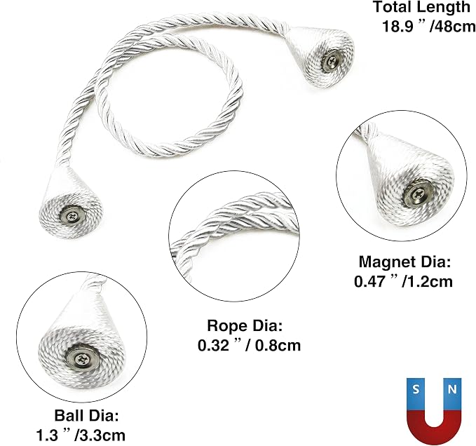 2 Pack Magnetic Curtain Tiebacks Rope Modern Handmade Curtain Tie Backs - Image 3