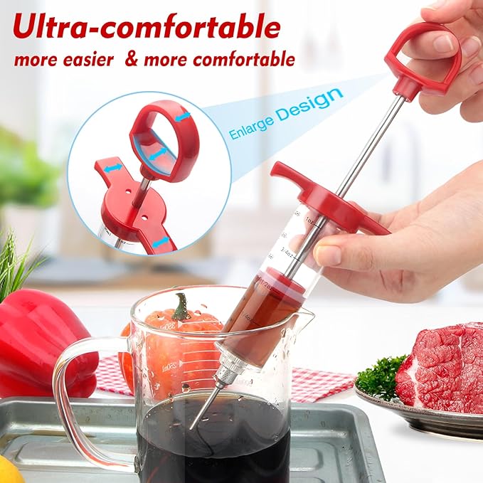 Meat Injector, 1-oz Plastic BBQ Marinade Injector Kit, Turkey Injector Syringe - Image 4