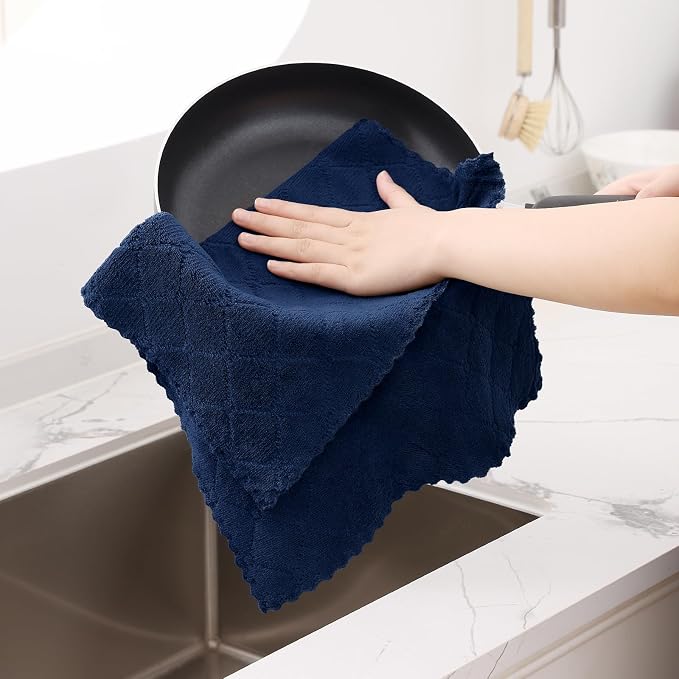 Homaxy 12 Pack Dish Towels for Kitchen, Super Soft and Absorbent Coral Velvet - Image 3