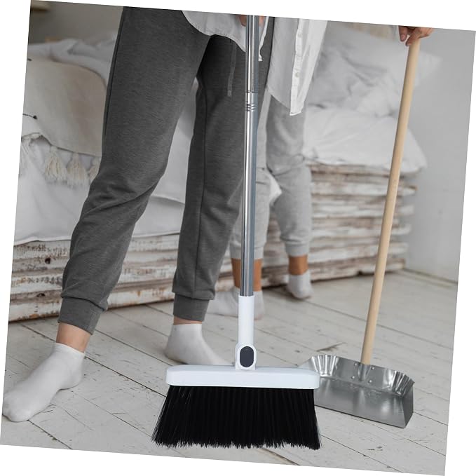 FRCOLOR Long Handle Broom and Foldable Dustpan Set Lightweight Stainless Steel - Image 5